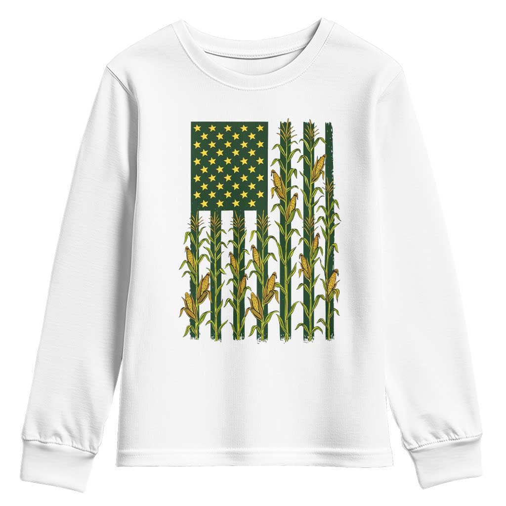 American Flag Corn Farmer Country Agriculture Youth Sweatshirt Vintage Patriotic Harvest