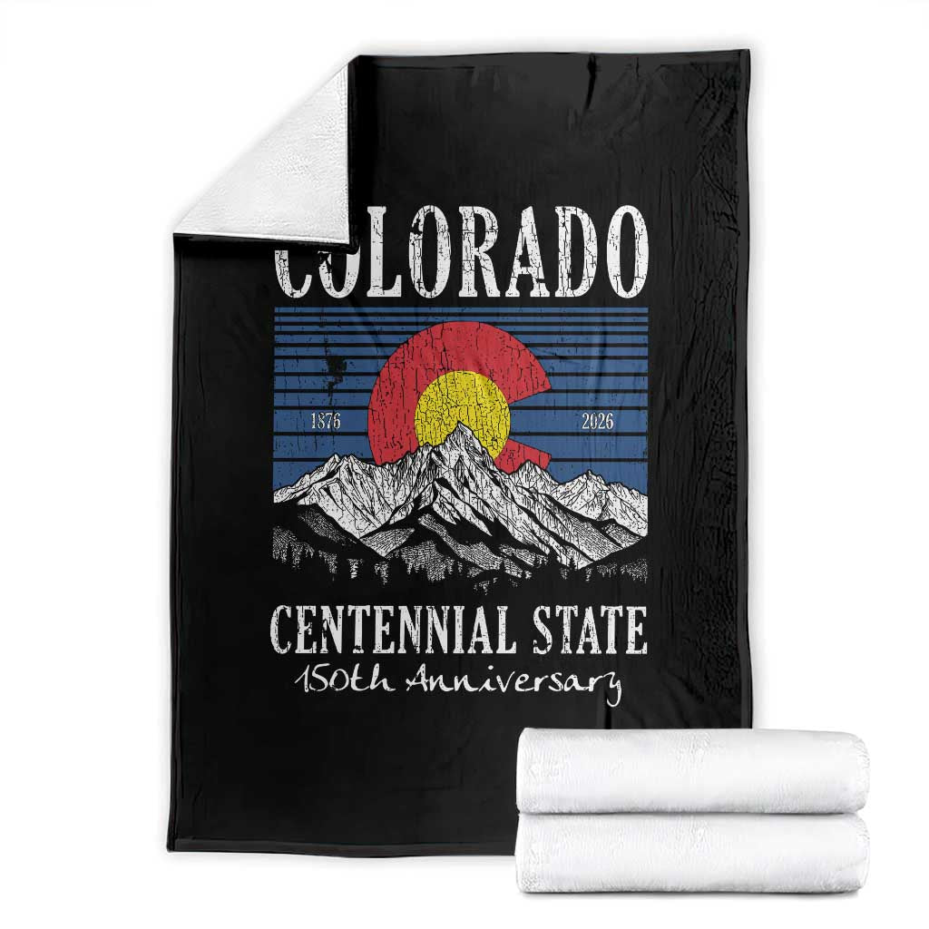 Colorado Centennial State 150th Anniversary Throw Blanket 1876 2026 Vintage Mountain Graphic