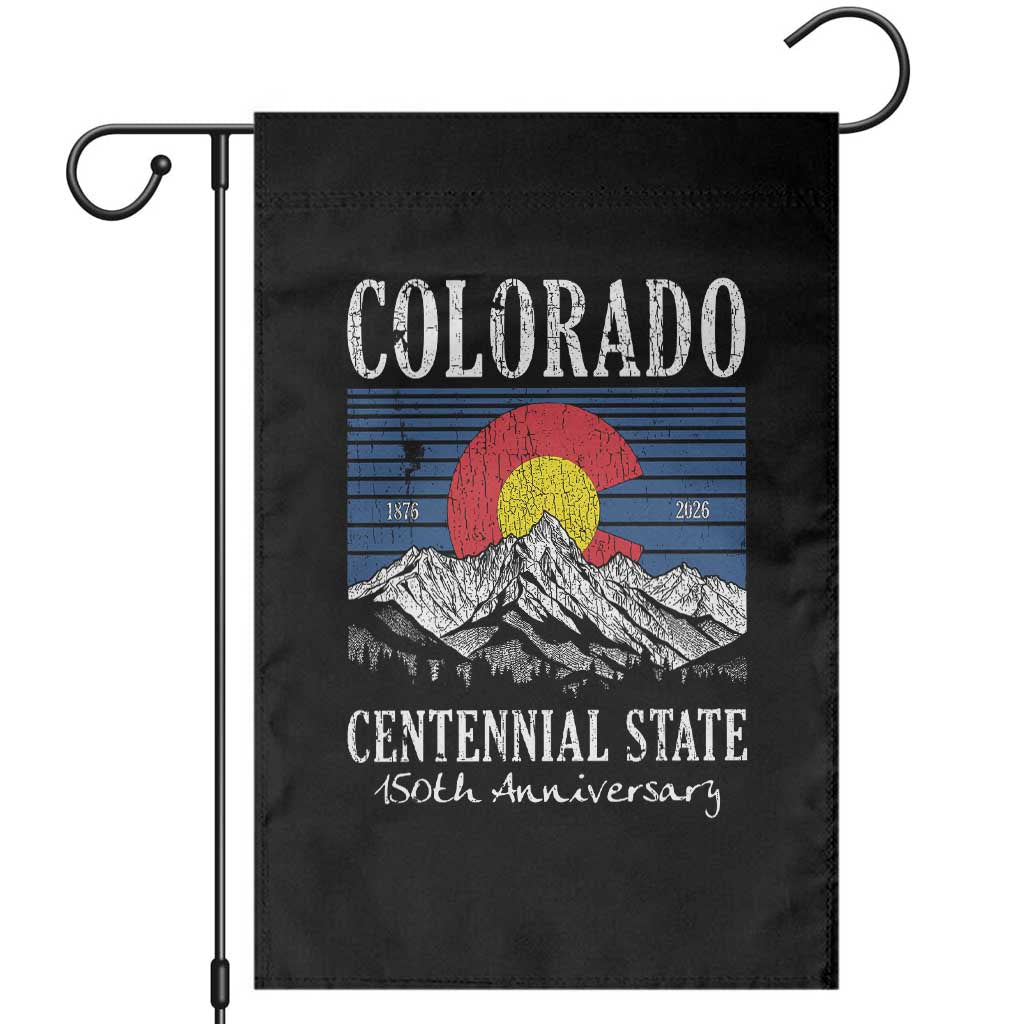 Colorado Centennial State 150th Anniversary Garden Flag 1876 2026 Vintage Mountain Graphic
