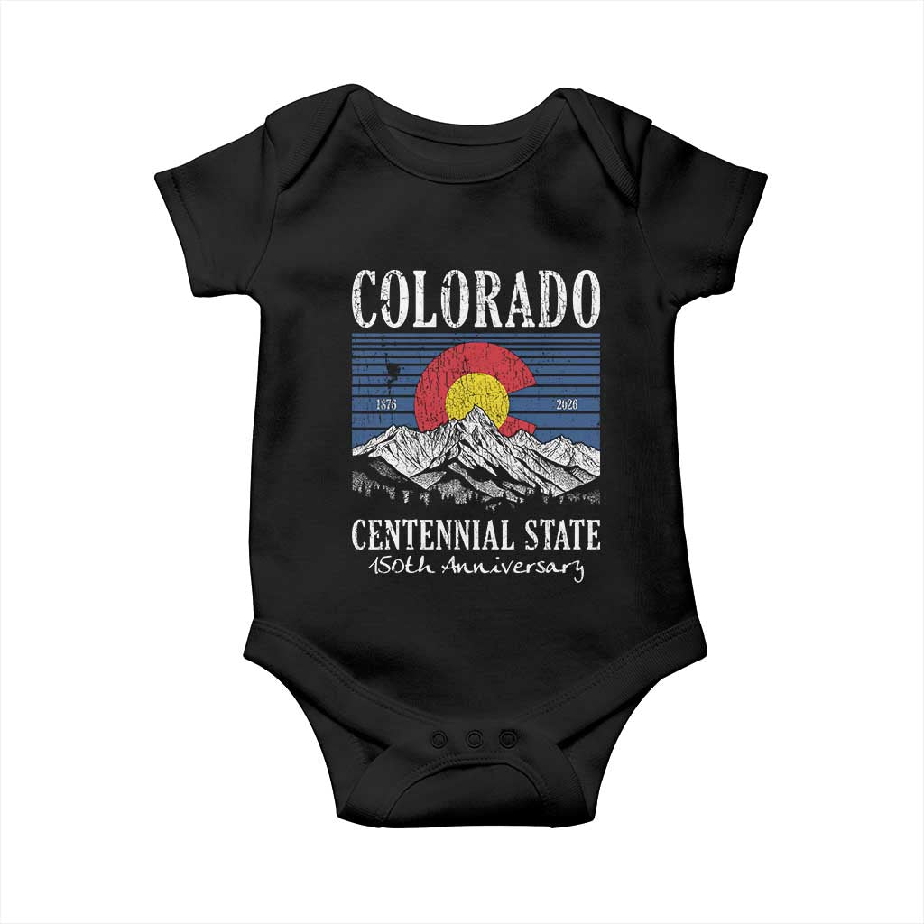 Colorado Centennial State 150th Anniversary Baby Onesie 1876 2026 Vintage Mountain Graphic