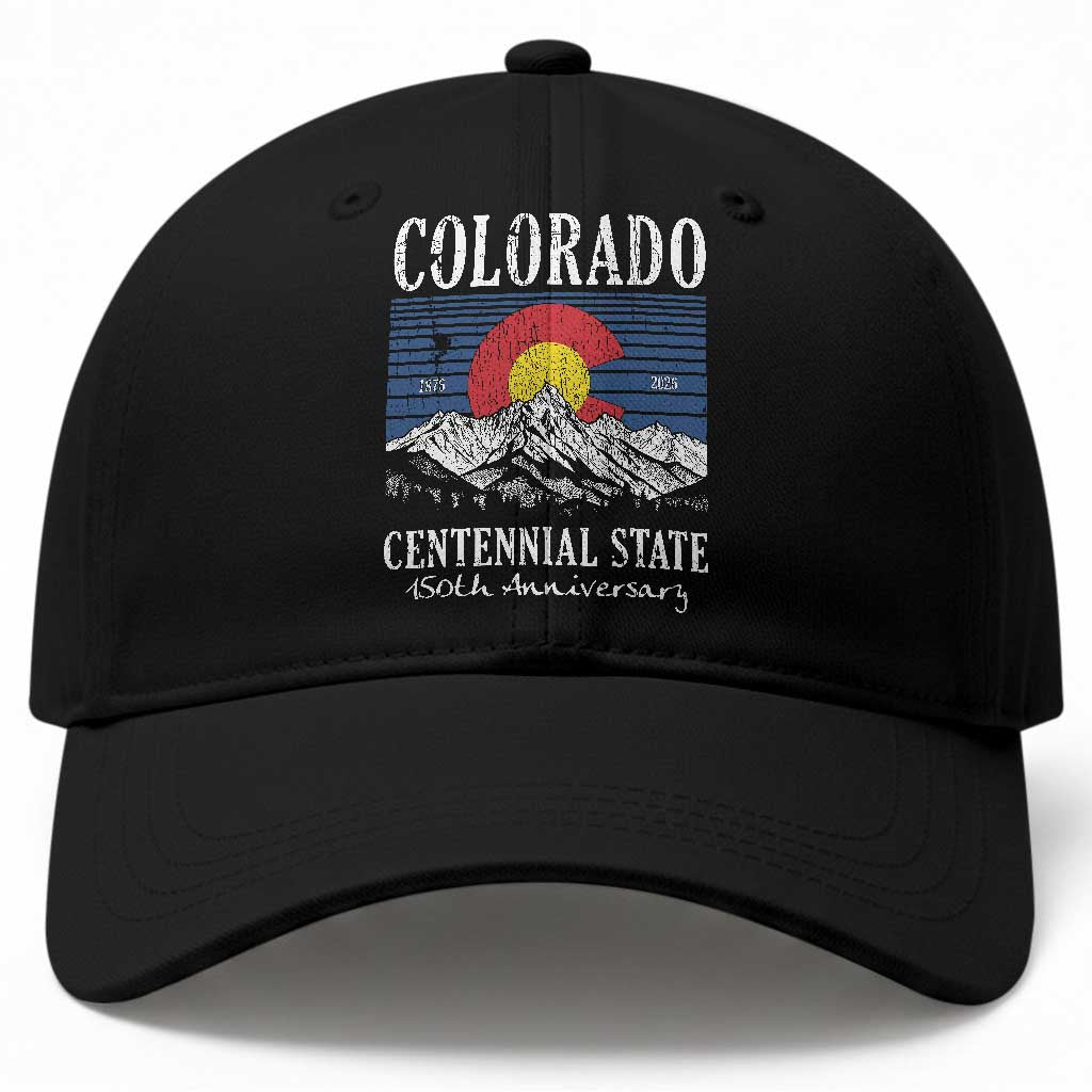 Colorado Centennial State 150th Anniversary Baseball Cap 1876 2026 Vintage Mountain Graphic