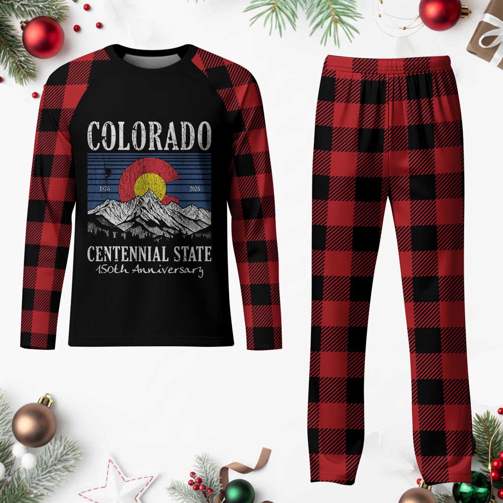 Colorado Centennial State 150th Anniversary Plaid Pajama Set 1876 2026 Vintage Mountain Graphic