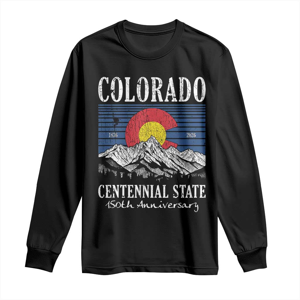 Colorado Centennial State 150th Anniversary Long Sleeve Shirt 1876 2026 Vintage Mountain Graphic