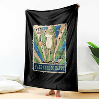 Vintage Frog Drinking Coffee Sarcastic Meme Throw Blanket Wish I Lacked Critical Thinking Skills You All Seem So Happy