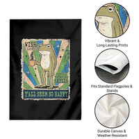 Vintage Frog Drinking Coffee Sarcastic Meme Garden Flag Wish I Lacked Critical Thinking Skills You All Seem So Happy