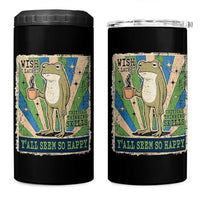 Vintage Frog Drinking Coffee Sarcastic Meme 4 in 1 Can Cooler Tumbler Wish I Lacked Critical Thinking Skills You All Seem So Happy