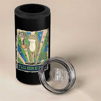 Vintage Frog Drinking Coffee Sarcastic Meme 4 in 1 Can Cooler Tumbler Wish I Lacked Critical Thinking Skills You All Seem So Happy