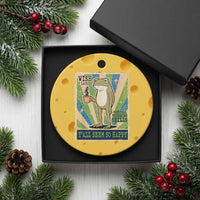 Vintage Frog Drinking Coffee Sarcastic Meme Ceramic Ornament Wish I Lacked Critical Thinking Skills You All Seem So Happy