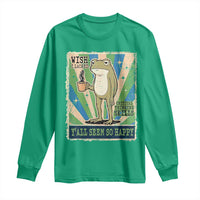 Vintage Frog Drinking Coffee Sarcastic Meme Long Sleeve Shirt Wish I Lacked Critical Thinking Skills You All Seem So Happy