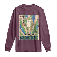 Vintage Frog Drinking Coffee Sarcastic Meme Long Sleeve Shirt Wish I Lacked Critical Thinking Skills You All Seem So Happy