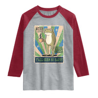 Vintage Frog Drinking Coffee Sarcastic Meme Raglan Shirt Wish I Lacked Critical Thinking Skills You All Seem So Happy