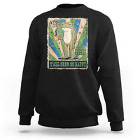 Vintage Frog Drinking Coffee Sarcastic Meme Sweatshirt Wish I Lacked Critical Thinking Skills You All Seem So Happy