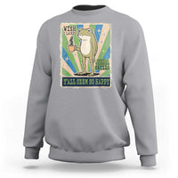 Vintage Frog Drinking Coffee Sarcastic Meme Sweatshirt Wish I Lacked Critical Thinking Skills You All Seem So Happy