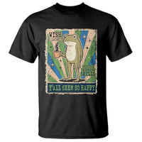 Vintage Frog Drinking Coffee Sarcastic Meme T Shirt Wish I Lacked Critical Thinking Skills You All Seem So Happy