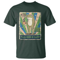 Vintage Frog Drinking Coffee Sarcastic Meme T Shirt Wish I Lacked Critical Thinking Skills You All Seem So Happy