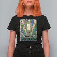 Vintage Frog Drinking Coffee Sarcastic Meme T Shirt For Women Wish I Lacked Critical Thinking Skills You All Seem So Happy