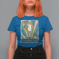 Vintage Frog Drinking Coffee Sarcastic Meme T Shirt For Women Wish I Lacked Critical Thinking Skills You All Seem So Happy