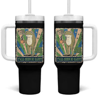 Vintage Frog Drinking Coffee Sarcastic Meme Tumbler With Handle Wish I Lacked Critical Thinking Skills You All Seem So Happy