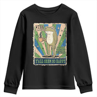 Vintage Frog Drinking Coffee Sarcastic Meme Youth Sweatshirt Wish I Lacked Critical Thinking Skills You All Seem So Happy