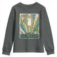 Vintage Frog Drinking Coffee Sarcastic Meme Youth Sweatshirt Wish I Lacked Critical Thinking Skills You All Seem So Happy