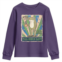 Vintage Frog Drinking Coffee Sarcastic Meme Youth Sweatshirt Wish I Lacked Critical Thinking Skills You All Seem So Happy