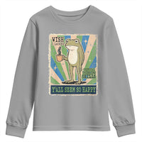 Vintage Frog Drinking Coffee Sarcastic Meme Youth Sweatshirt Wish I Lacked Critical Thinking Skills You All Seem So Happy
