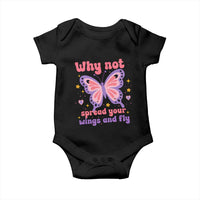 Retro Y2K Groovy Pink Butterfly Inspirational Baby Onesie Why Not Spread Your Wings And Fly Female Empowerment