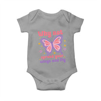 Retro Y2K Groovy Pink Butterfly Inspirational Baby Onesie Why Not Spread Your Wings And Fly Female Empowerment