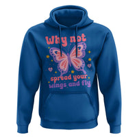 Retro Y2K Groovy Pink Butterfly Inspirational Hoodie Why Not Spread Your Wings And Fly Female Empowerment