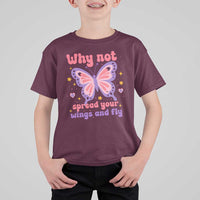 Retro Y2K Groovy Pink Butterfly Inspirational T Shirt For Kid Why Not Spread Your Wings And Fly Female Empowerment