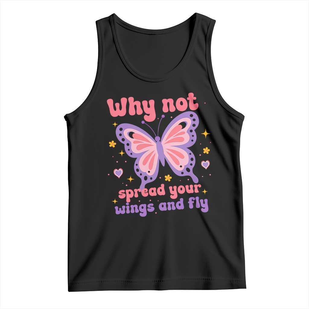 Retro Y2K Groovy Pink Butterfly Inspirational Tank Top Why Not Spread Your Wings And Fly Female Empowerment