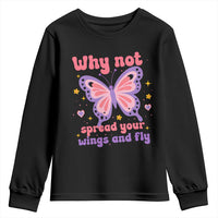 Retro Y2K Groovy Pink Butterfly Inspirational Youth Sweatshirt Why Not Spread Your Wings And Fly Female Empowerment