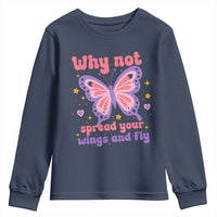 Retro Y2K Groovy Pink Butterfly Inspirational Youth Sweatshirt Why Not Spread Your Wings And Fly Female Empowerment