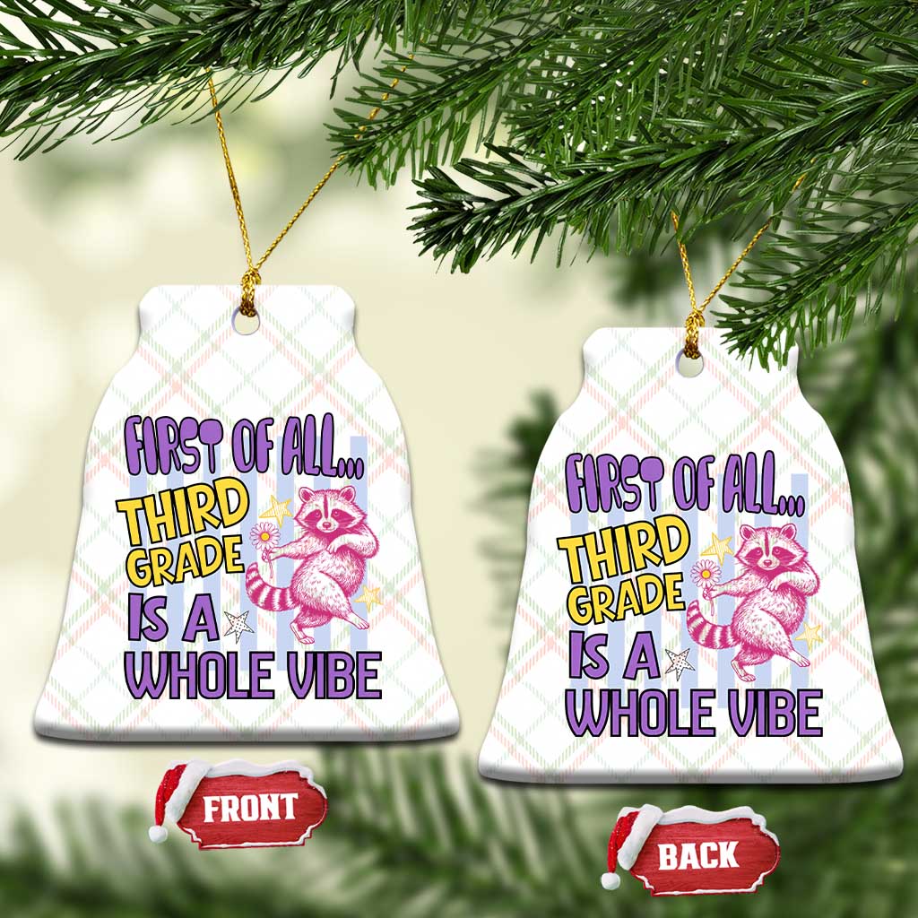 Cute Raccoon 3rd Grade Student Teacher Preppy Style Ceramic Ornament First of All Third Grade Is A Whole Vibe Back To School