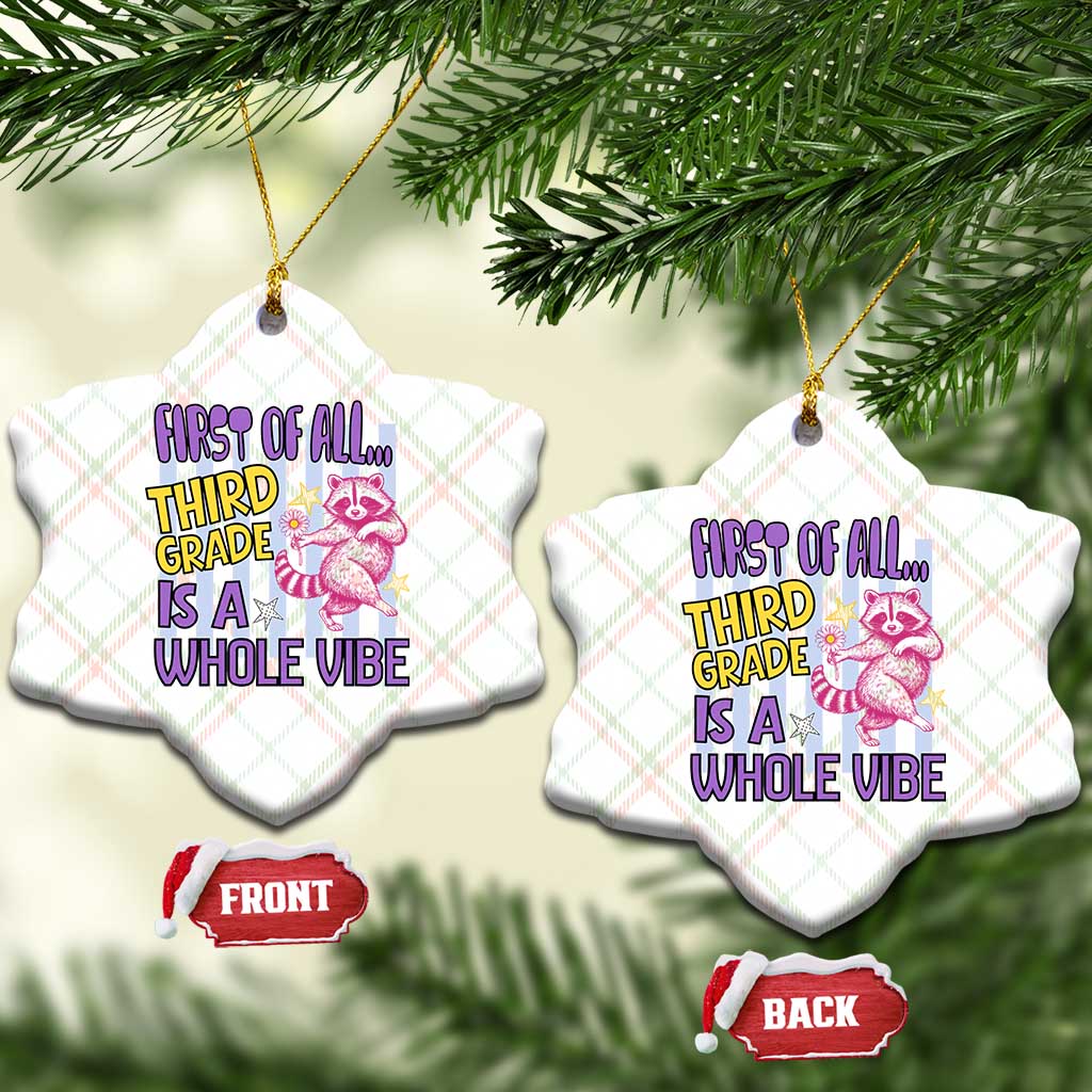 Cute Raccoon 3rd Grade Student Teacher Preppy Style Ceramic Ornament First of All Third Grade Is A Whole Vibe Back To School