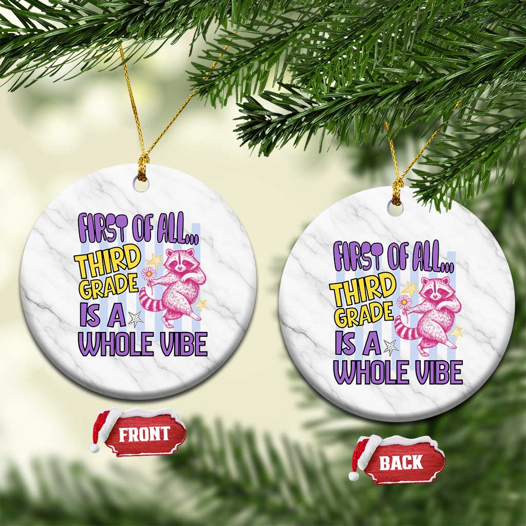 Cute Raccoon 3rd Grade Student Teacher Preppy Style Ceramic Ornament First of All Third Grade Is A Whole Vibe Back To School