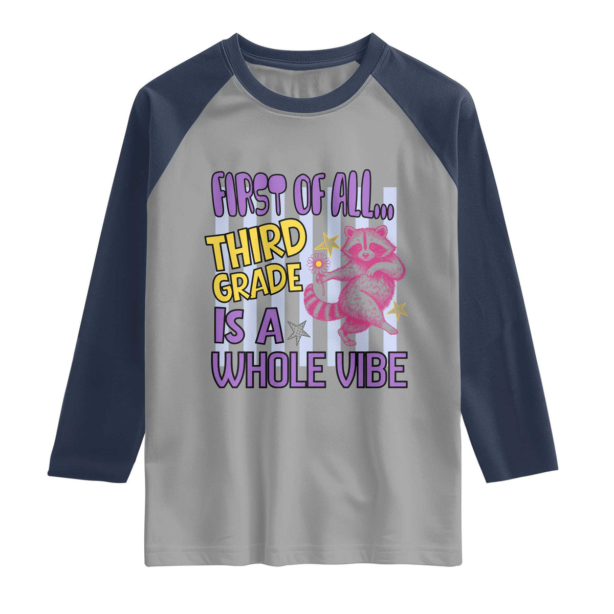 Cute Raccoon 3rd Grade Student Teacher Preppy Style Raglan Shirt First of All Third Grade Is A Whole Vibe Back To School