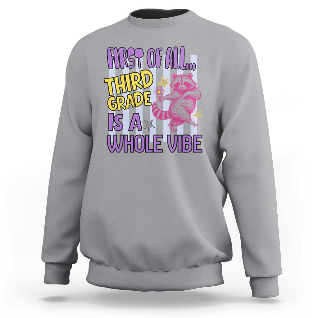 Cute Raccoon 3rd Grade Student Teacher Preppy Style Sweatshirt First of All Third Grade Is A Whole Vibe Back To School