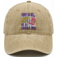 Cute Raccoon 3rd Grade Student Teacher Preppy Style Washed Cotton Baseball Cap First of All Third Grade Is A Whole Vibe Back To School