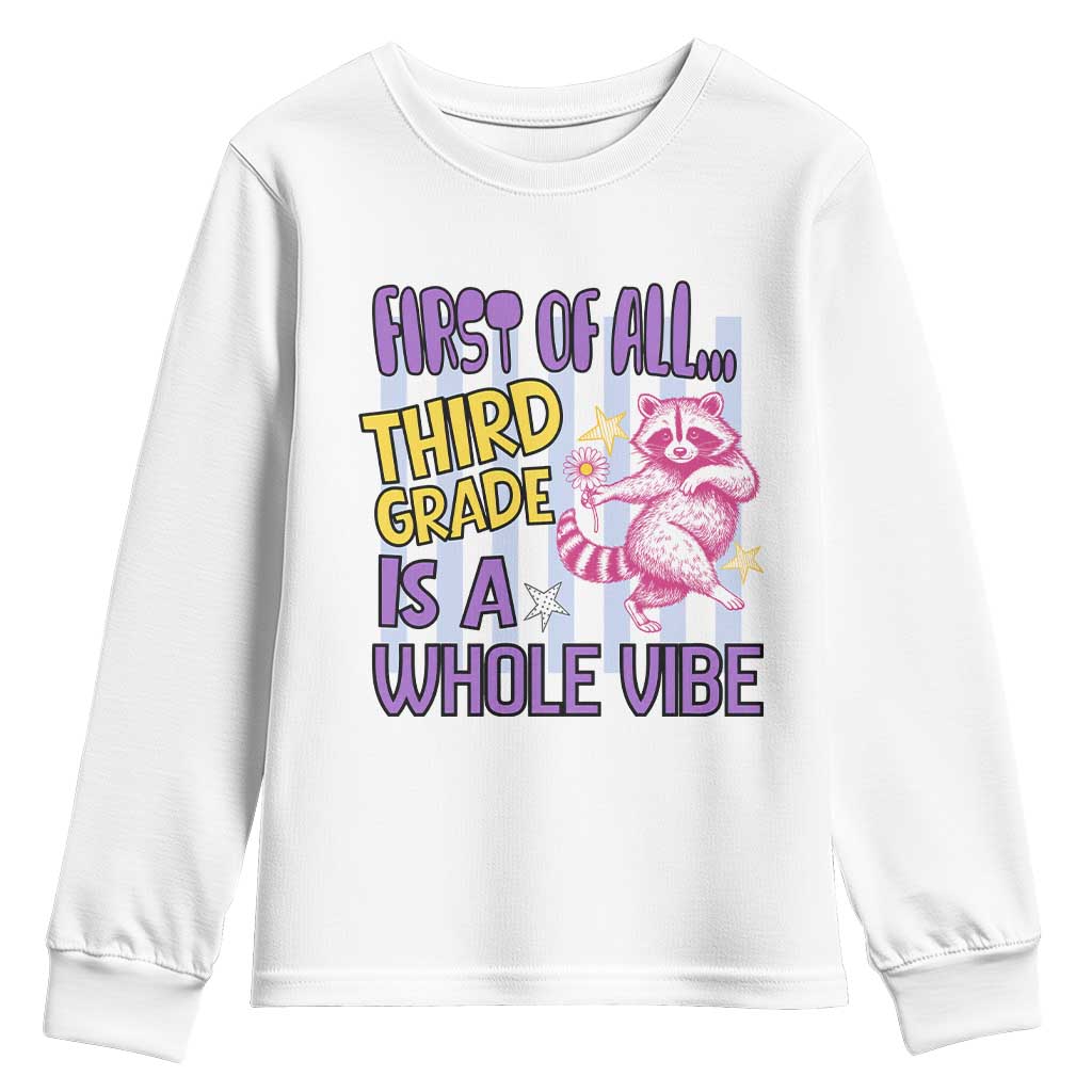 Cute Raccoon 3rd Grade Student Teacher Preppy Style Youth Sweatshirt First of All Third Grade Is A Whole Vibe Back To School