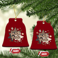 Fourth Grade Leopard Checkered Star Coquette Ceramic Ornament Cute 4th Grade Girl Back to School Gift