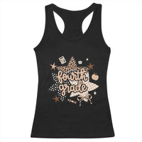 Fourth Grade Leopard Checkered Star Coquette Racerback Tank Top Cute 4th Grade Girl Back to School Gift