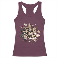 Fourth Grade Leopard Checkered Star Coquette Racerback Tank Top Cute 4th Grade Girl Back to School Gift