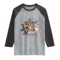 Fourth Grade Leopard Checkered Star Coquette Raglan Shirt Cute 4th Grade Girl Back to School Gift