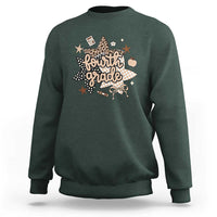 Fourth Grade Leopard Checkered Star Coquette Sweatshirt Cute 4th Grade Girl Back to School Gift