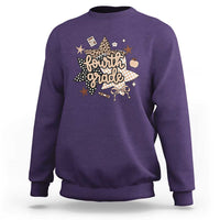 Fourth Grade Leopard Checkered Star Coquette Sweatshirt Cute 4th Grade Girl Back to School Gift