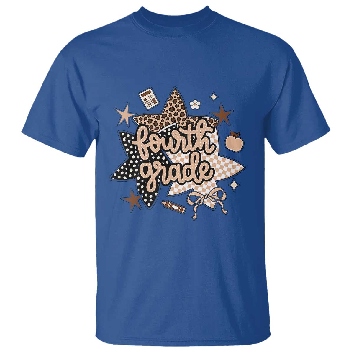 Fourth Grade Leopard Checkered Star Coquette T Shirt Cute 4th Grade Girl Back to School Gift