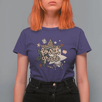 Fourth Grade Leopard Checkered Star Coquette T Shirt For Women Cute 4th Grade Girl Back to School Gift
