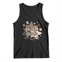 Fourth Grade Leopard Checkered Star Coquette Tank Top Cute 4th Grade Girl Back to School Gift