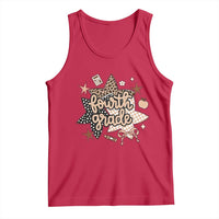 Fourth Grade Leopard Checkered Star Coquette Tank Top Cute 4th Grade Girl Back to School Gift